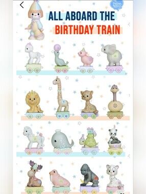 Precious Moments: COMPLETE 16 pc Birthday Train Set Including For Baby